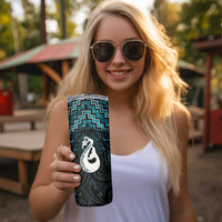 New Zealand Maori Skinny Tumbler Poutama Manaia Turquoise Paua Shell LT05 - Polynesian Pride