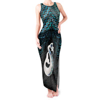 New Zealand Maori Tank Maxi Dress Poutama Manaia Turquoise Paua Shell LT05 Women Turquoise - Polynesian Pride