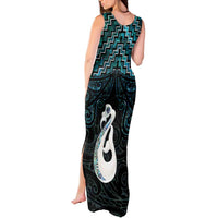 New Zealand Maori Tank Maxi Dress Poutama Manaia Turquoise Paua Shell LT05 - Polynesian Pride