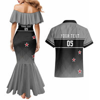 Custom New Zealand Cricket Couples Matching Mermaid Dress and Hawaiian Shirt Black Cap Unbeatable LT05 - Polynesian Pride