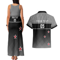 Custom New Zealand Cricket Couples Matching Tank Maxi Dress and Hawaiian Shirt Black Cap Unbeatable LT05 - Polynesian Pride