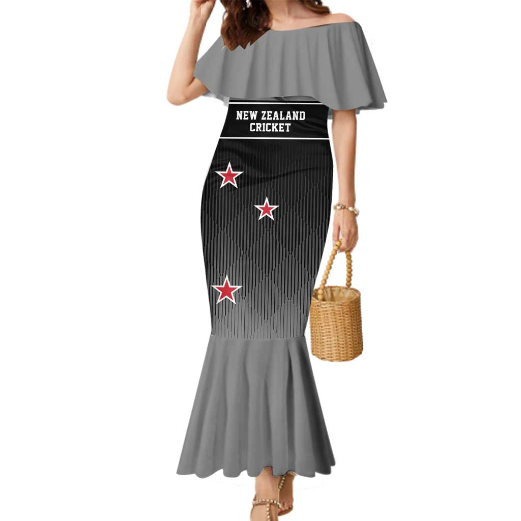 Custom New Zealand Cricket Family Matching Mermaid Dress and Hawaiian Shirt Black Cap Unbeatable LT05 Mom's Dress Black - Polynesian Pride