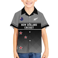 Custom New Zealand Cricket Family Matching Off Shoulder Short Dress and Hawaiian Shirt Black Cap Unbeatable LT05 Son's Shirt Black - Polynesian Pride