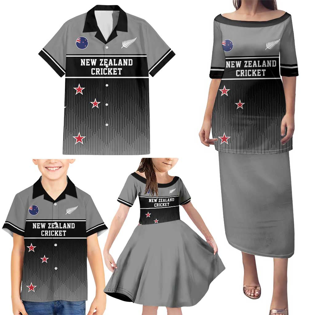 Custom New Zealand Cricket Family Matching Puletasi and Hawaiian Shirt Black Cap Unbeatable LT05 - Polynesian Pride