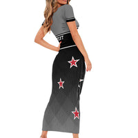 Custom New Zealand Cricket Family Matching Short Sleeve Bodycon Dress and Hawaiian Shirt Black Cap Unbeatable LT05 - Polynesian Pride