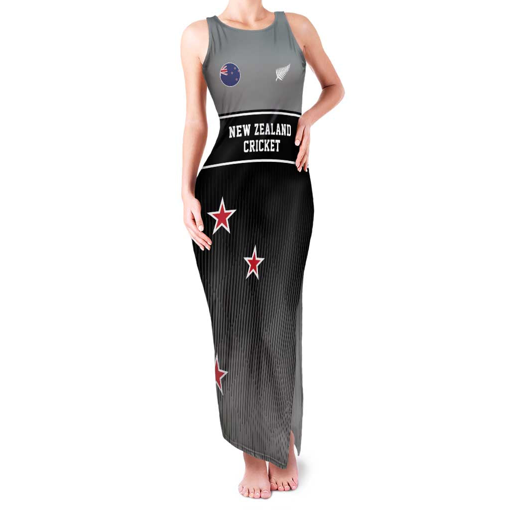 Custom New Zealand Cricket Family Matching Tank Maxi Dress and Hawaiian Shirt Black Cap Unbeatable LT05 Mom's Dress Black - Polynesian Pride