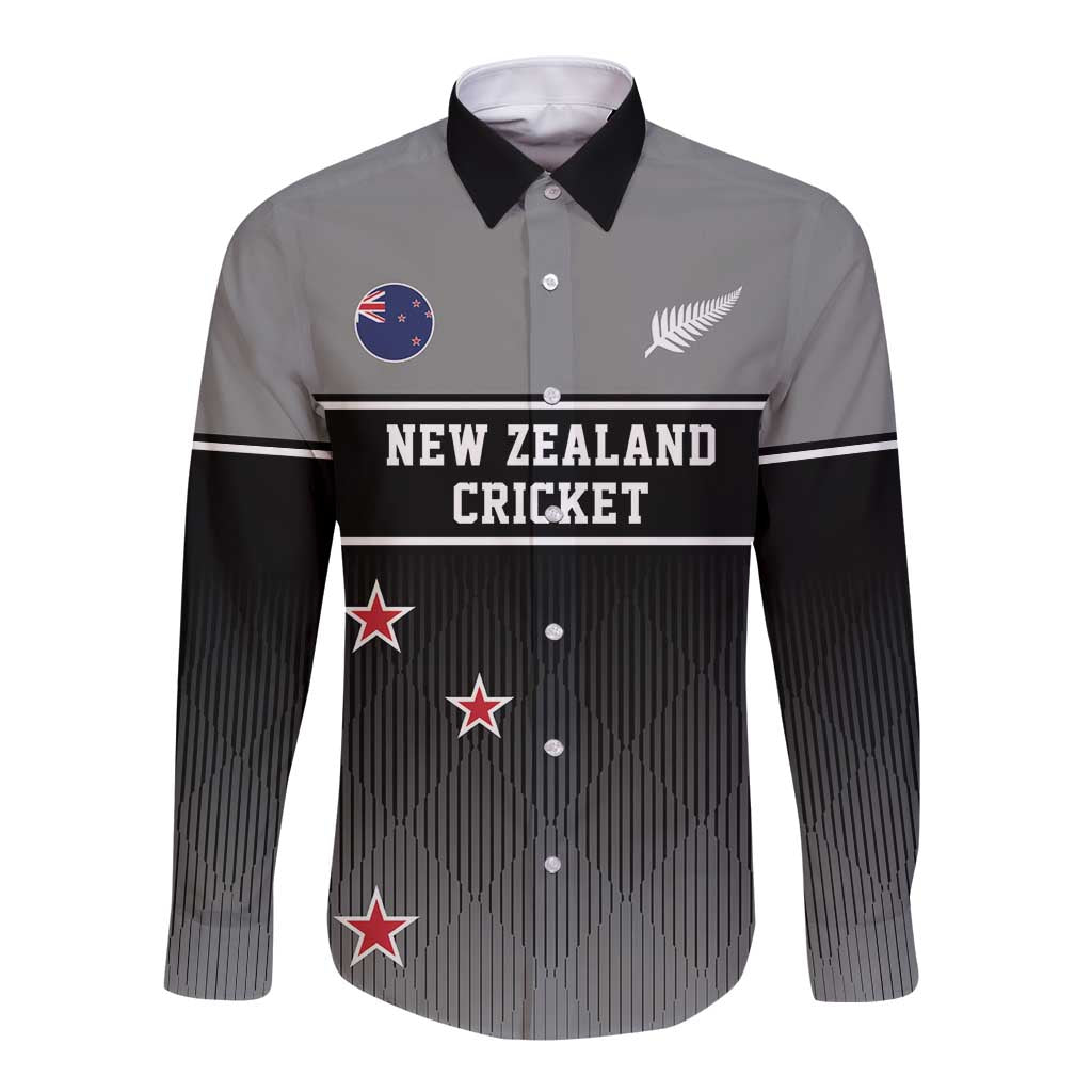 Custom New Zealand Cricket Long Sleeve Button Shirt Black Cap Unbeatable LT05 Unisex Black - Polynesian Pride