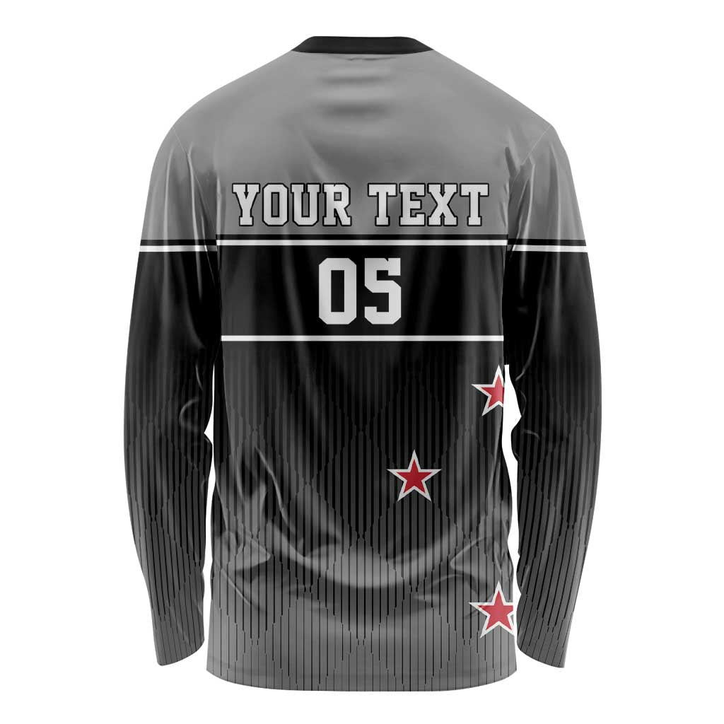 Custom New Zealand Cricket Long Sleeve Shirt Black Cap Unbeatable