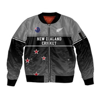 Custom New Zealand Cricket Sleeve Zip Bomber Jacket Black Cap Unbeatable LT05 Unisex Black - Polynesian Pride