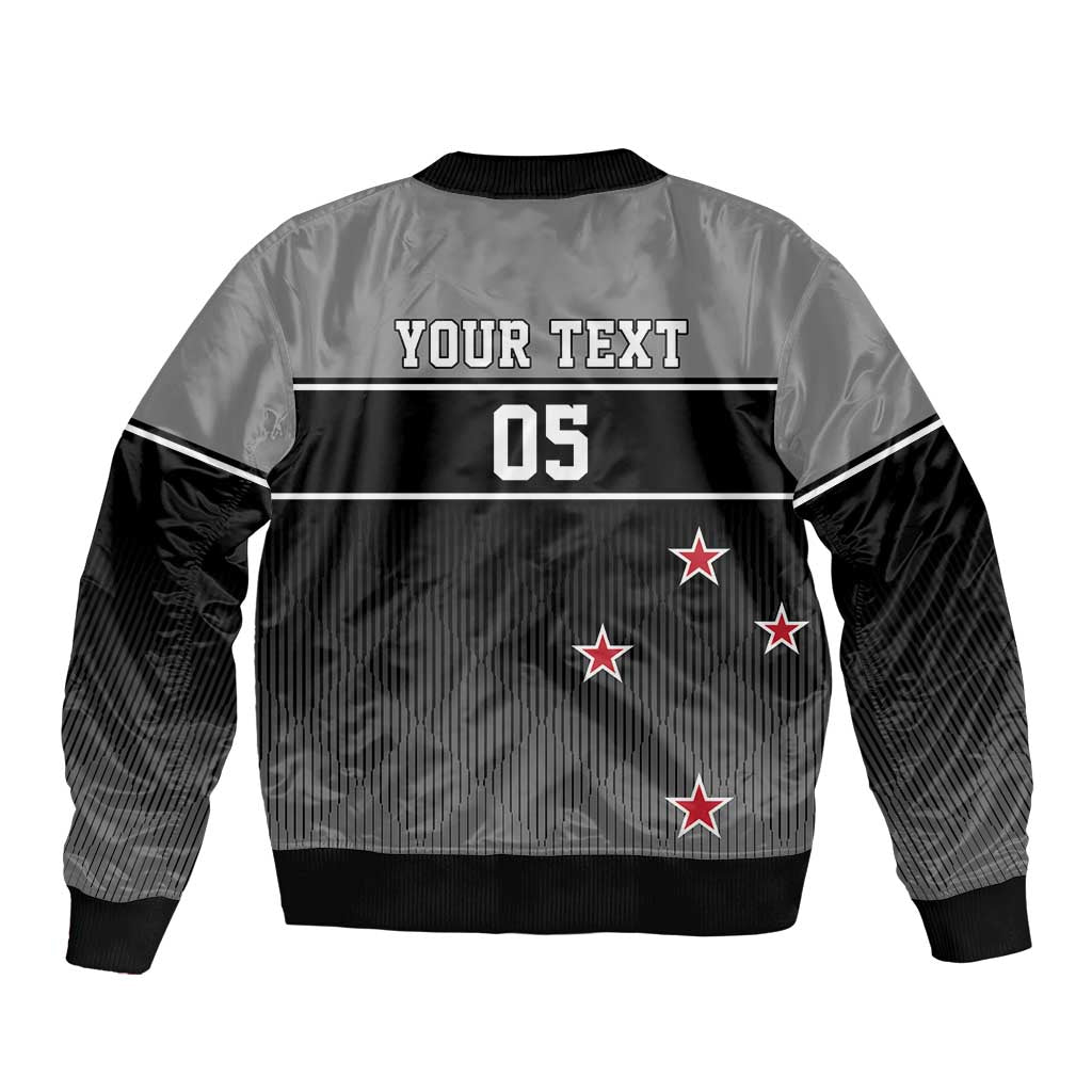 Custom New Zealand Cricket Sleeve Zip Bomber Jacket Black Cap Unbeatable LT05 - Polynesian Pride