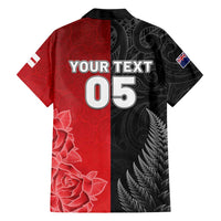 New Zealand And England Rugby Custom Family Matching Tank Maxi Dress and Hawaiian Shirt Red Rose Mix Maori Pattern LT05 - Polynesian Pride