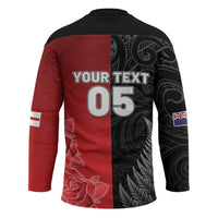 New Zealand And England Rugby Custom Hockey Jersey Red Rose Mix Maori Pattern LT05 - Polynesian Pride