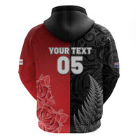 New Zealand And England Rugby Custom Hoodie Red Rose Mix Maori Pattern LT05 - Polynesian Pride