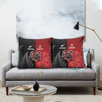 New Zealand And England Rugby Pillow Cover Red Rose Mix Maori Pattern LT05 - Polynesian Pride