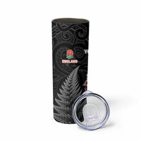 New Zealand And England Rugby Custom Skinny Tumbler Red Rose Mix Maori Pattern LT05 - Polynesian Pride
