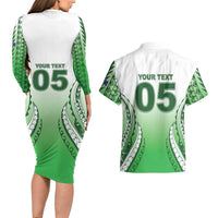 Custom Cook Islands Avaiki Rugby Couples Matching Long Sleeve Bodycon Dress and Hawaiian Shirt Go Champions LT05 - Polynesian Pride