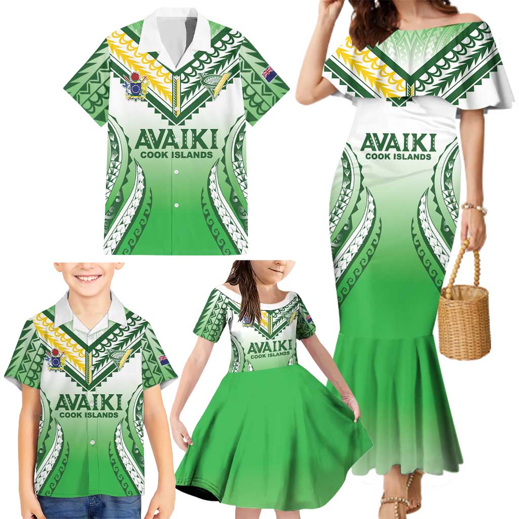 Custom Cook Islands Avaiki Rugby Family Matching Mermaid Dress and Hawaiian Shirt Go Champions LT05 - Polynesian Pride