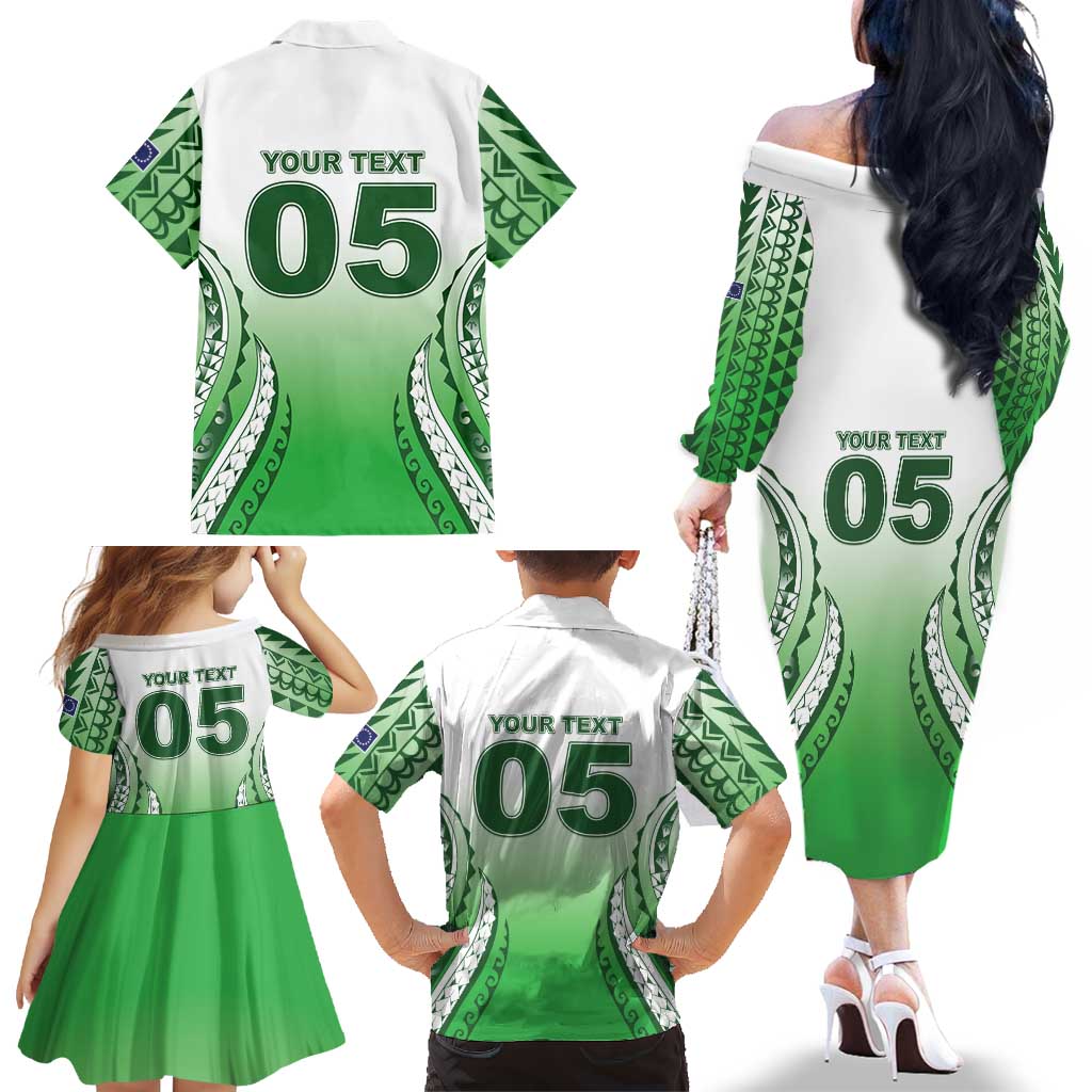 Custom Cook Islands Avaiki Rugby Family Matching Off The Shoulder Long Sleeve Dress and Hawaiian Shirt Go Champions LT05 - Polynesian Pride