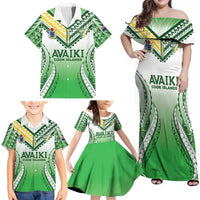 Custom Cook Islands Avaiki Rugby Family Matching Off Shoulder Maxi Dress and Hawaiian Shirt Go Champions LT05 - Polynesian Pride
