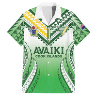 Custom Cook Islands Avaiki Rugby Family Matching Puletasi and Hawaiian Shirt Go Champions LT05 Dad's Shirt - Short Sleeve Green - Polynesian Pride