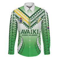 Custom Cook Islands Avaiki Rugby Family Matching Short Sleeve Bodycon Dress and Hawaiian Shirt Go Champions LT05 Dad's Shirt - Long Sleeve Green - Polynesian Pride