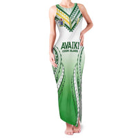 Custom Cook Islands Avaiki Rugby Family Matching Tank Maxi Dress and Hawaiian Shirt Go Champions LT05 Mom's Dress Green - Polynesian Pride