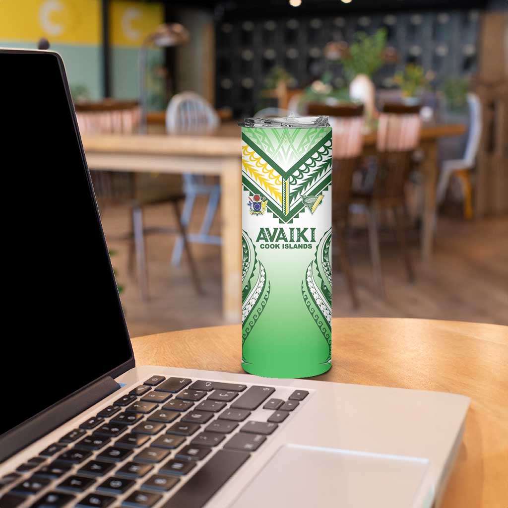 Custom Cook Islands Avaiki Rugby Skinny Tumbler Go Champions - Polynesian Pride