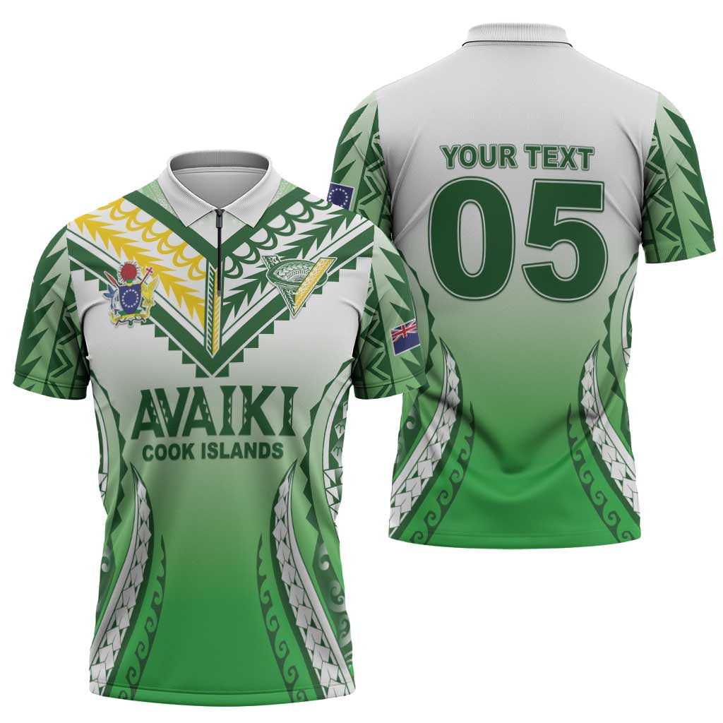 Custom Cook Islands Avaiki Rugby Zipper Polo Shirt Go Champions LT05 - Polynesian Pride