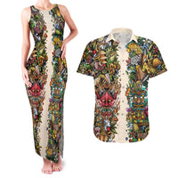 Hawaii And Japan Couples Matching Tank Maxi Dress and Hawaiian Shirt Tiki With Oni Mask LT05 Colorful - Polynesian Pride