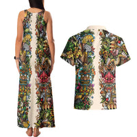 Hawaii And Japan Couples Matching Tank Maxi Dress and Hawaiian Shirt Tiki With Oni Mask LT05 - Polynesian Pride