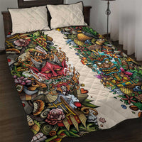 Hawaii And Japan Quilt Bed Set Tiki With Oni Mask LT05 Colorful - Polynesian Pride
