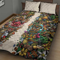 Hawaii And Japan Quilt Bed Set Tiki With Oni Mask LT05 - Polynesian Pride