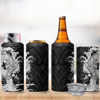 Hawaiian And Japanese Culture 4 in 1 Can Cooler Tumbler Irezumi Dragon With Polynesian Pattern Black LT05 - Polynesian Pride