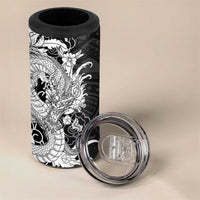 Hawaiian And Japanese Culture 4 in 1 Can Cooler Tumbler Irezumi Dragon With Polynesian Pattern Black LT05 - Polynesian Pride