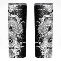 Hawaiian And Japanese Culture Skinny Tumbler Irezumi Dragon With Polynesian Pattern Black LT05 Black - Polynesian Pride