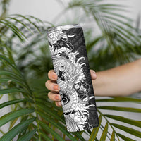Hawaiian And Japanese Culture Skinny Tumbler Irezumi Dragon With Polynesian Pattern Black LT05 - Polynesian Pride