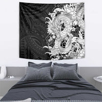 Hawaiian And Japanese Culture Tapestry Irezumi Dragon With Polynesian Pattern Black LT05 - Polynesian Pride