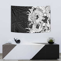 Hawaiian And Japanese Culture Tapestry Irezumi Dragon With Polynesian Pattern Black LT05 - Polynesian Pride