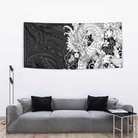 Hawaiian And Japanese Culture Tapestry Irezumi Dragon With Polynesian Pattern Black LT05 - Polynesian Pride