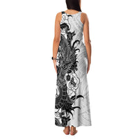 Hawaiian And Japanese Culture Family Matching Tank Maxi Dress and Hawaiian Shirt Irezumi Dragon With Polynesian Pattern White LT05 - Polynesian Pride