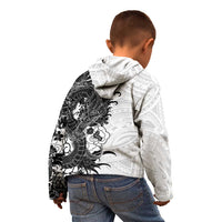 Hawaiian And Japanese Culture Kid Hoodie Irezumi Dragon With Polynesian Pattern White LT05 - Polynesian Pride