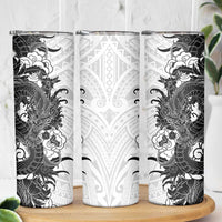 Hawaiian And Japanese Culture Skinny Tumbler Irezumi Dragon With Polynesian Pattern White LT05 - Polynesian Pride