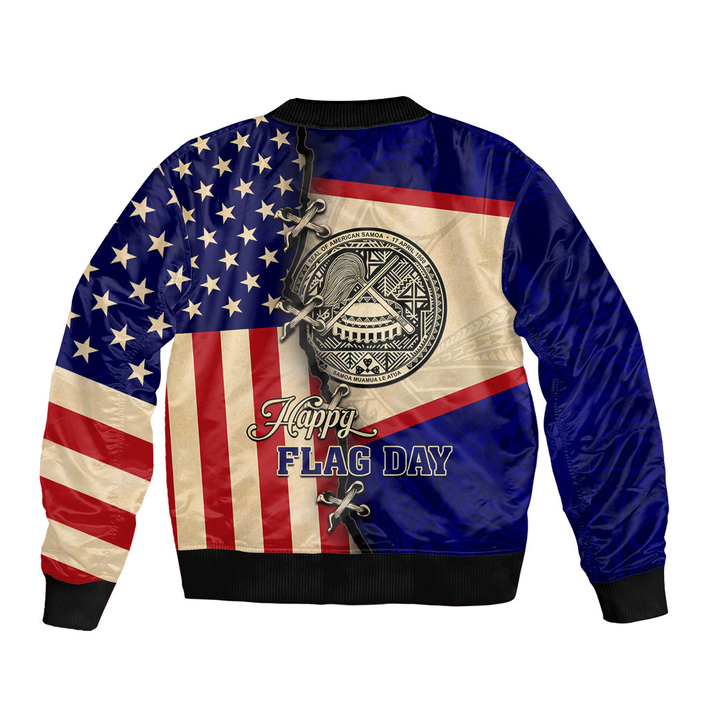 American Samoa Flag Day Sleeve Zip Bomber Jacket Polynesian Tribal Pattern LT05 - Polynesian Pride