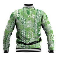 Green Hawaii Tapa Pattern Baseball Jacket With Heliconia Vintage Style