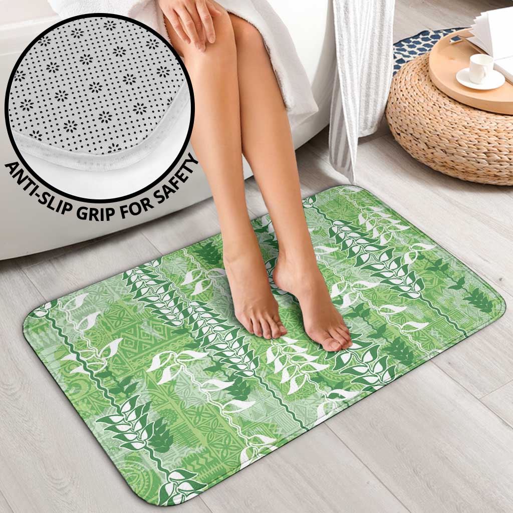 Green Hawaii Tapa Pattern Bathroom Set With Heliconia Vintage Style