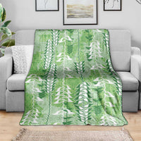 Green Hawaii Tapa Pattern Blanket With Heliconia Vintage Style