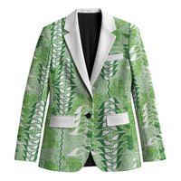 Green Hawaii Tapa Pattern Blazer With Heliconia Vintage Style