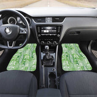 Green Hawaii Tapa Pattern Car Mats With Heliconia Vintage Style