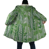 Green Hawaii Tapa Pattern Cloak With Heliconia Vintage Style