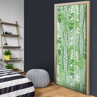 Green Hawaii Tapa Pattern Door Cover With Heliconia Vintage Style